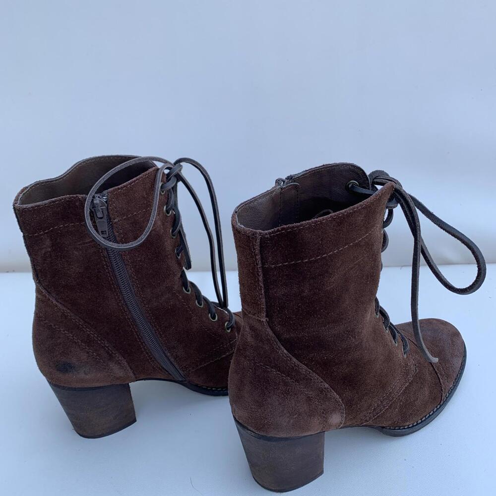 Steve Madden Gretell Boots Womens Sz 9 Brown Lace Up Heeled Leather - Picture 8 of 14